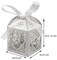KPOSIYA 100 Pack Love Heart Laser Cut Wedding Party Favor Box Candy Bag Chocolate Gift Boxes Bridal Birthday Shower Bomboniere with Ribbons